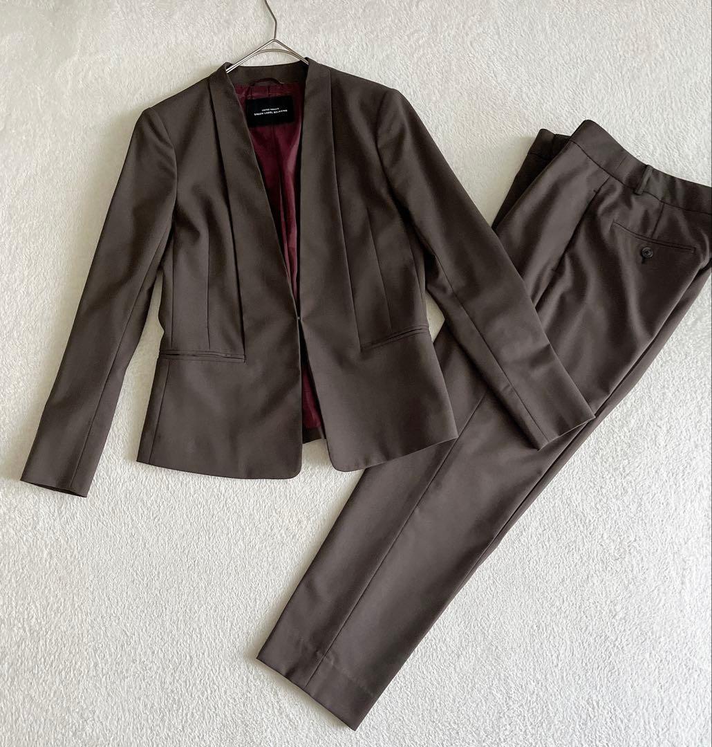 美品☆ green label relaxingパンツスーツ ノーカラー手洗い可