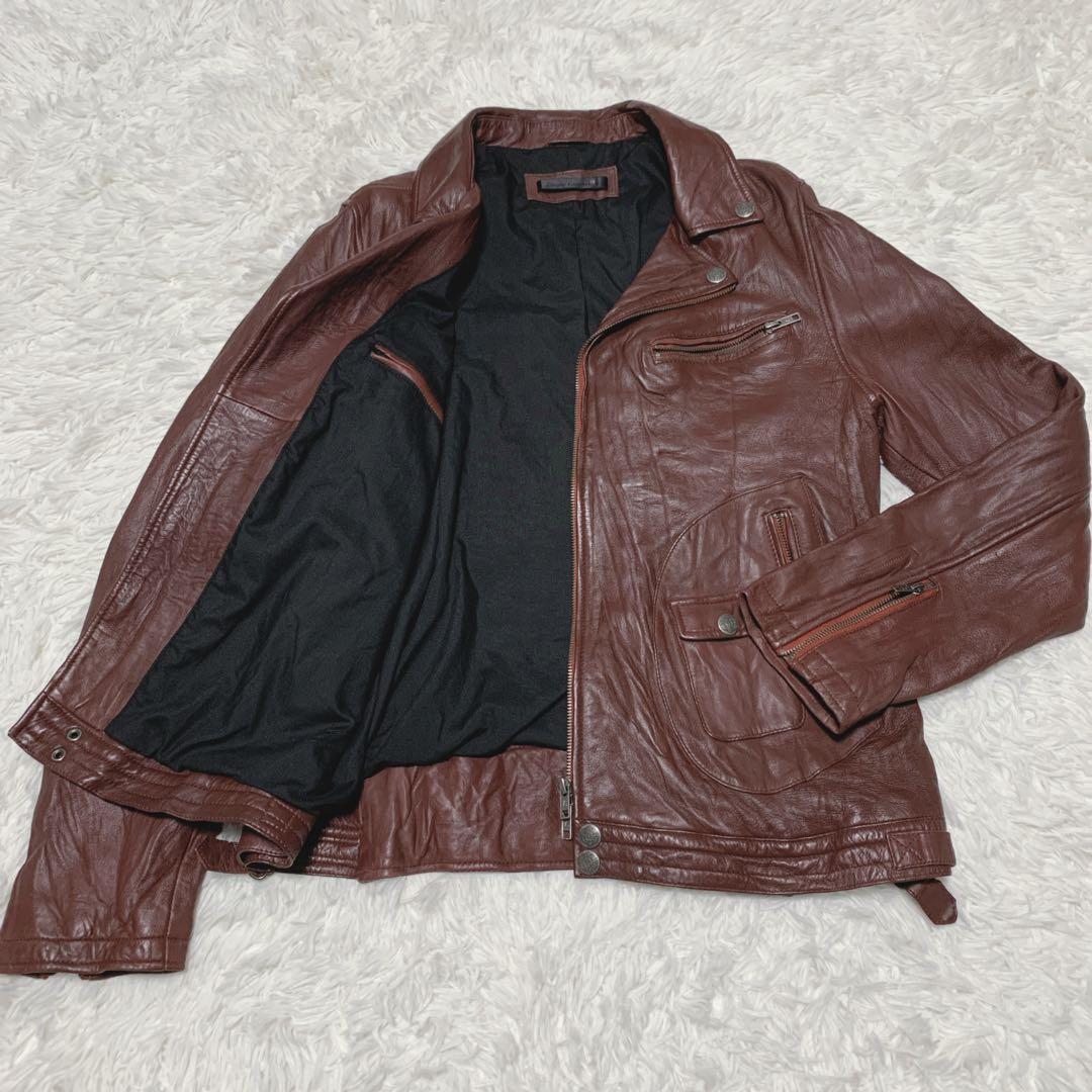 【美品】リューグーレザー ライダースジャケット ラムレザー XL