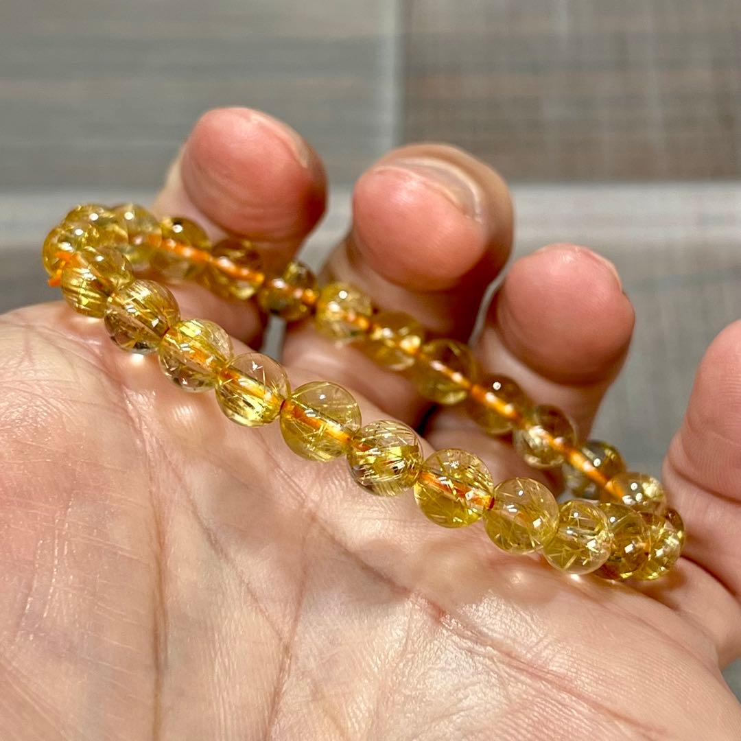 最高級　ゴールドルチルブレスレット　ギラギラ感美しい　3 ルチルクォーツ