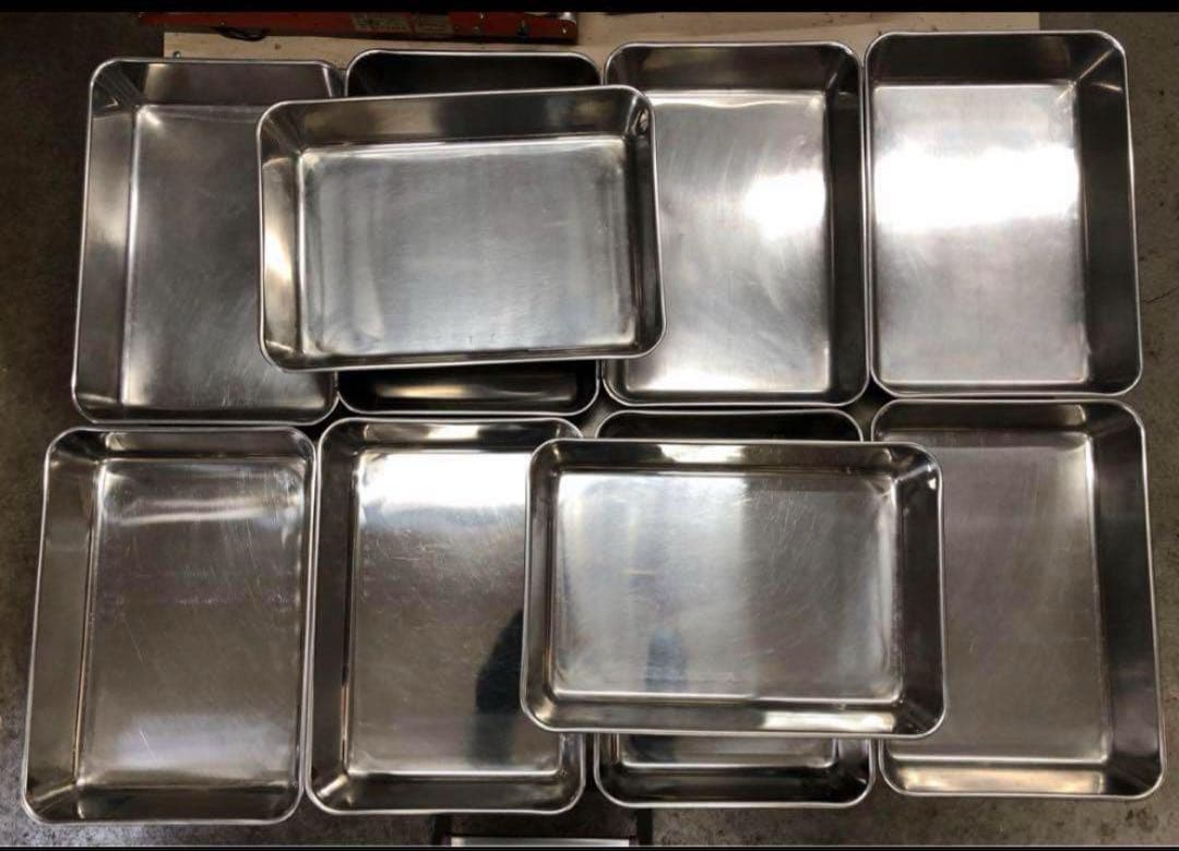 【中古品】　クローバー18-8ステンレス角バット６枚取　10枚