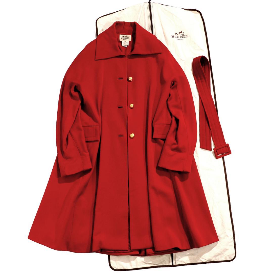 Vintage Hermes エルメス 金ボタン カシミヤ ロングコート 40