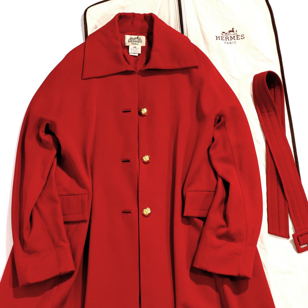 Vintage Hermes エルメス 金ボタン カシミヤ ロングコート 40