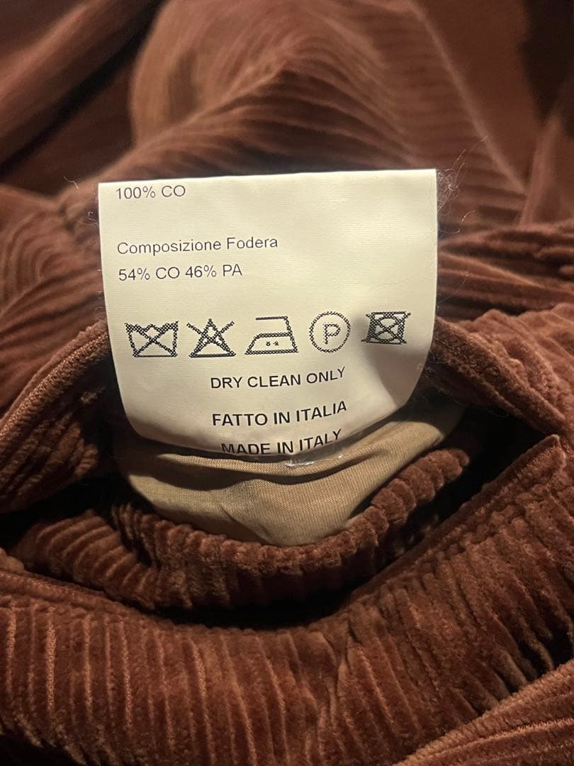 0909 イタリア製　チェスターコート　太畝　コーデュロイ　ブラウン　KYO