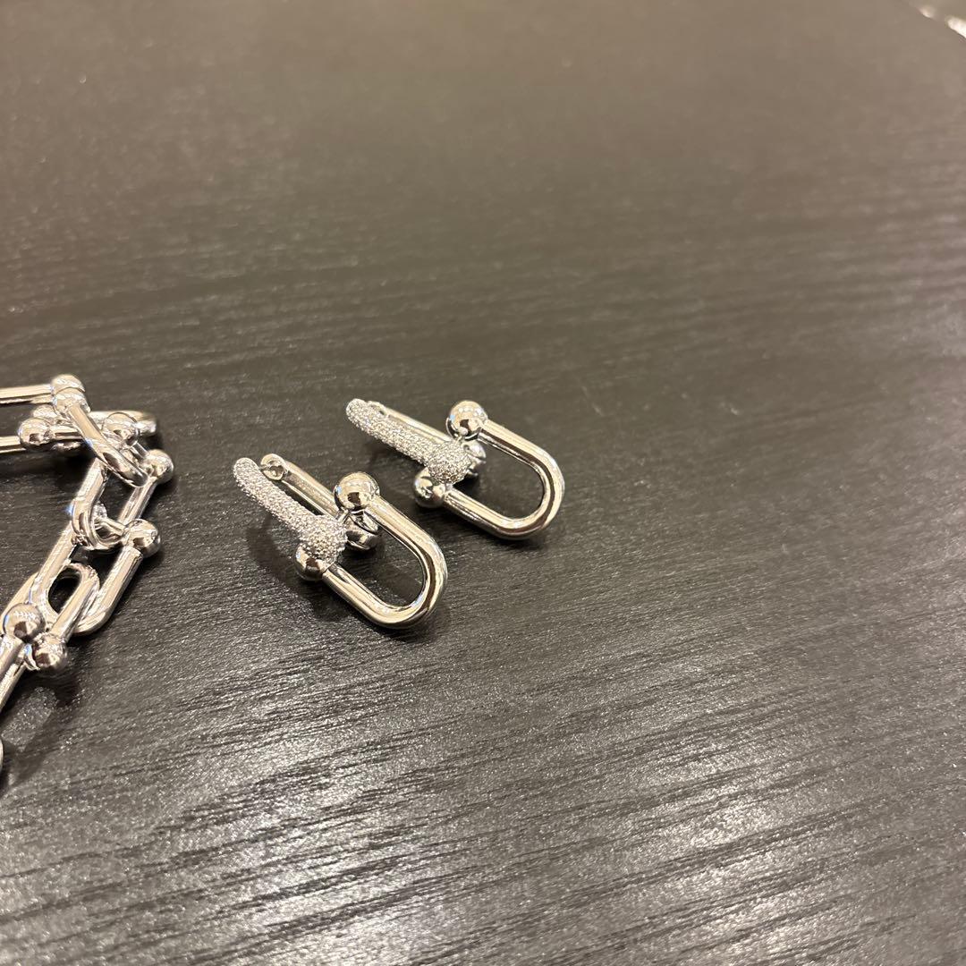 シルバー チェーンブレスレット ピアス