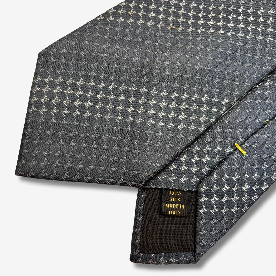 LOUIS VUITTON シルクネクタイ LVロゴ 格子柄 グレー