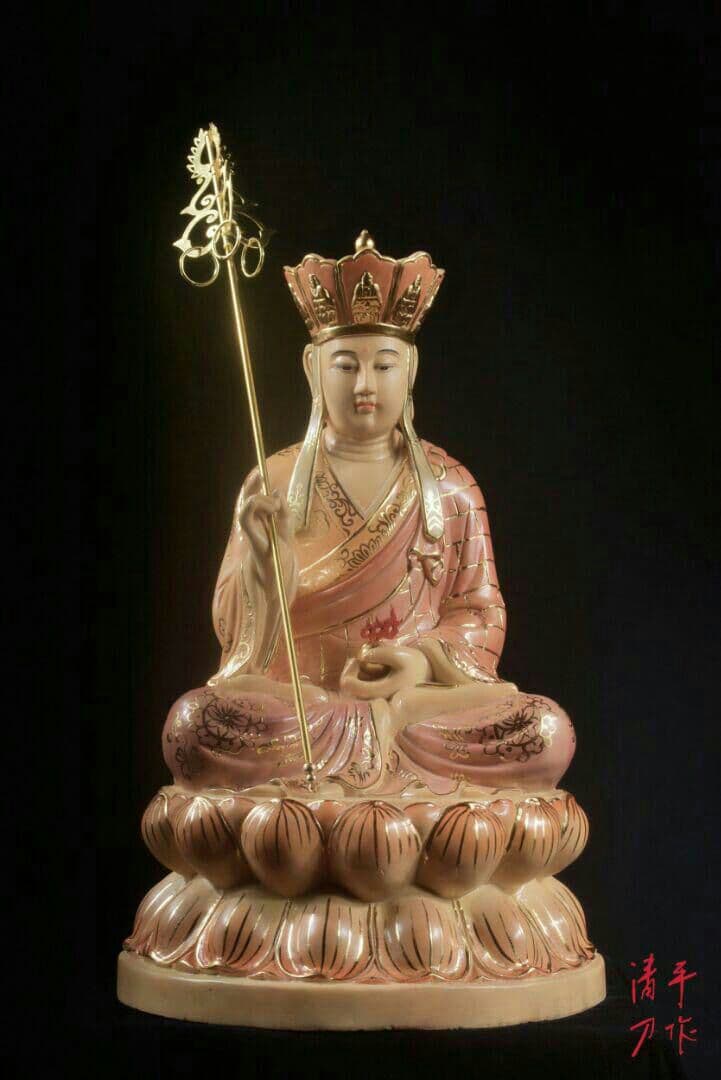 纯手作 精彫地蔵菩薩 坐像 阿智清刀木彫り 香樟彫刻 仏像 珍品 精彫2