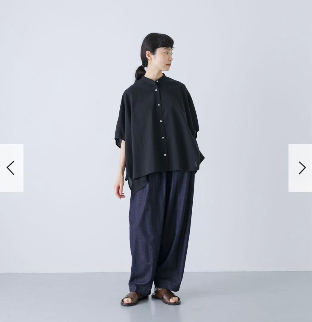 新品　今季　かぐれ　コットンスクエアポンチョシャツ 2025年春夏　ブラック　綿