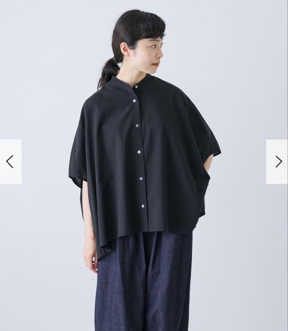 新品　今季　かぐれ　コットンスクエアポンチョシャツ 2025年春夏　ブラック　綿