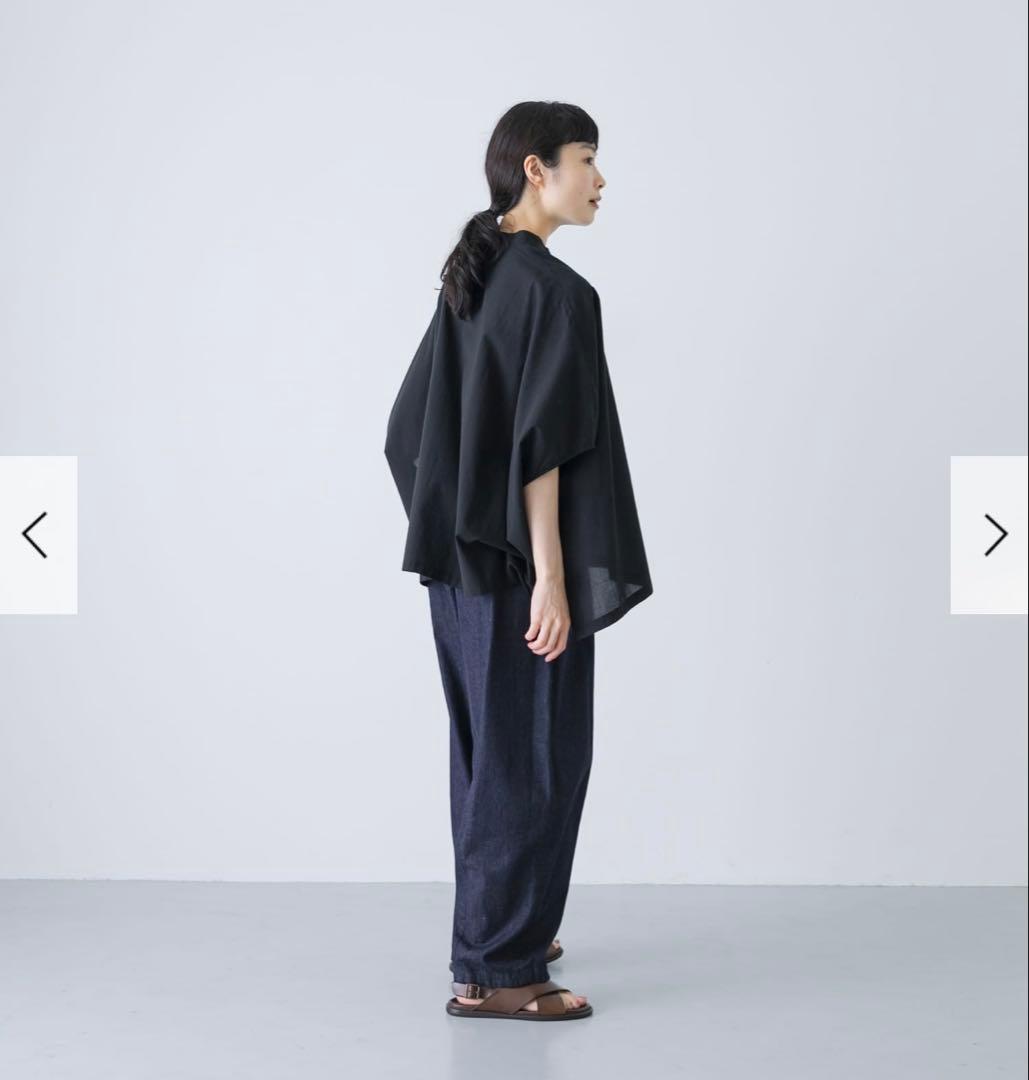 新品　今季　かぐれ　コットンスクエアポンチョシャツ 2025年春夏　ブラック　綿