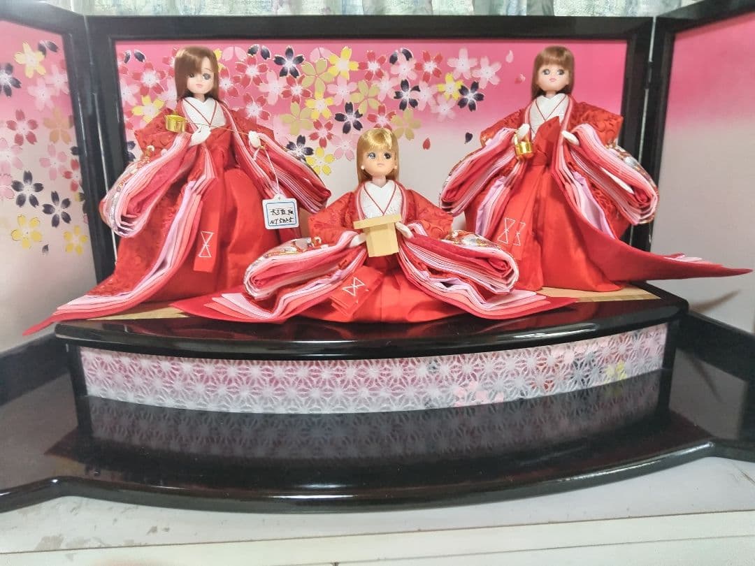 雛人形　リカちゃん　三人官女　リメイク品 ①