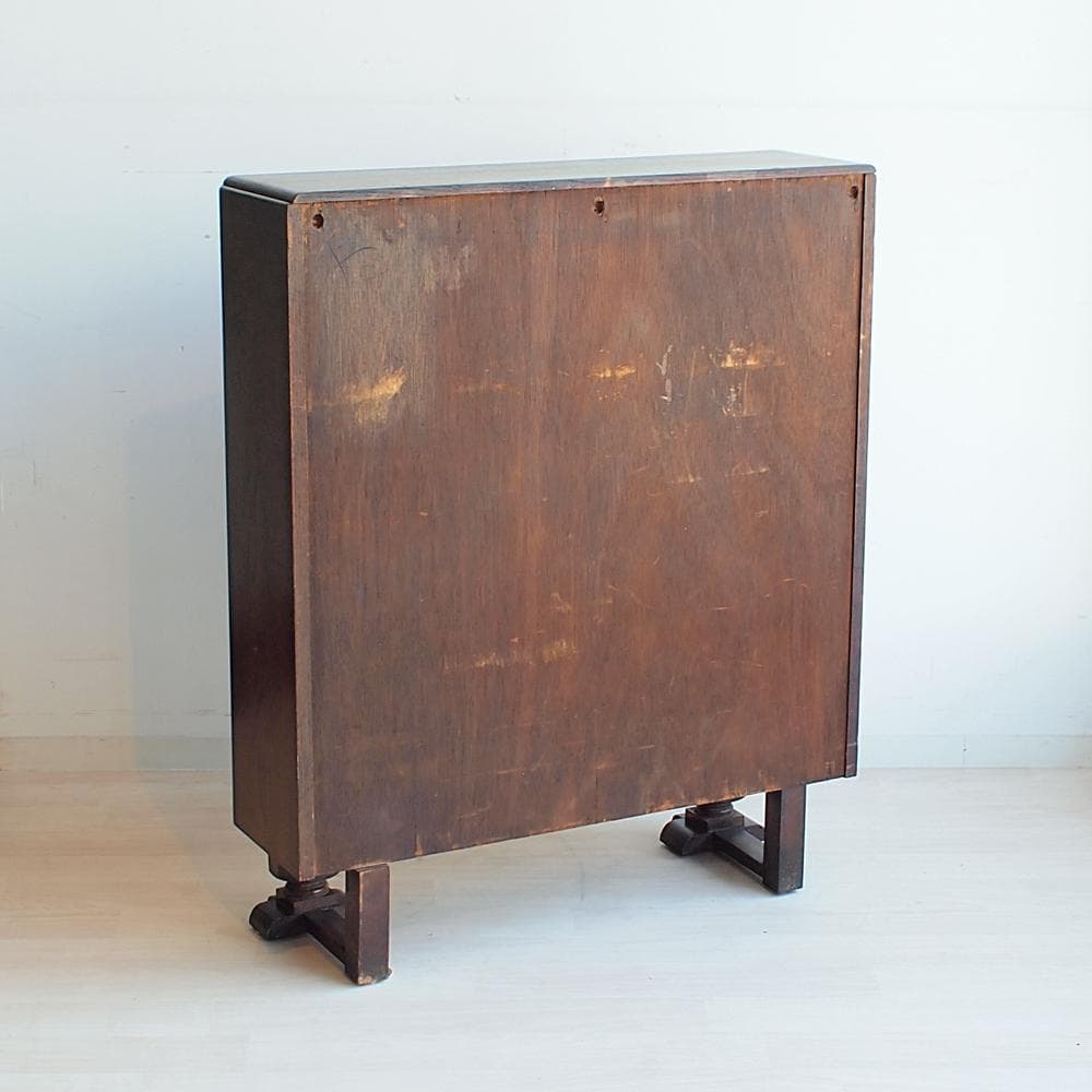 英国アンティーク ガラス扉のキャビネット オーク材 収納 本棚 飾り棚