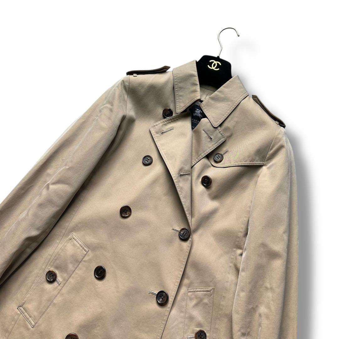 美品 バーバリーロンドン トレンチコート ダブル メガチェック ベルト ロング