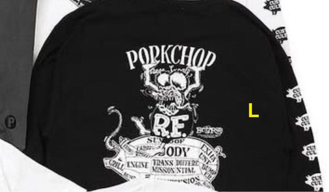 PORKCHOP ブラック Lサイズ ロンT 長袖カットソー HRCS 2025