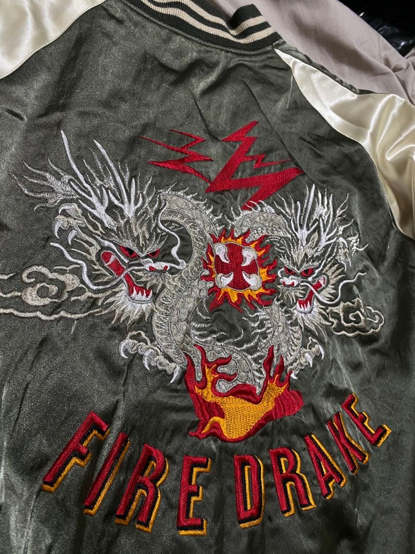 90s 日本製 限定 龍 スカジャン サテン unisex vintage