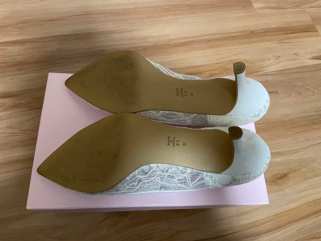 DIANA ホワイトレースパンプス 25cm ブライダルシューズ