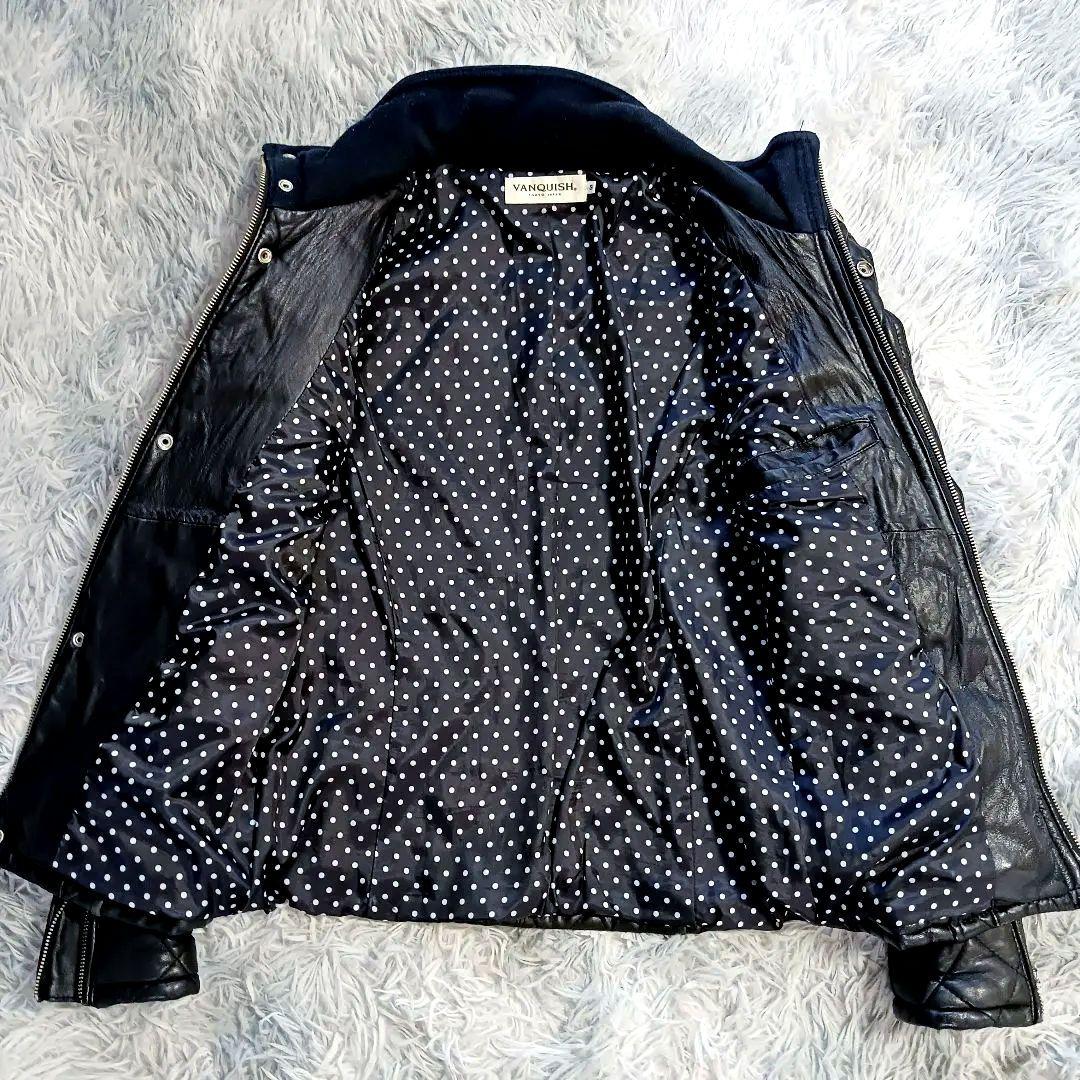 美品✨VANQUISH✨羊革キルトライダース S 黒 ドット裏地 男女兼用
