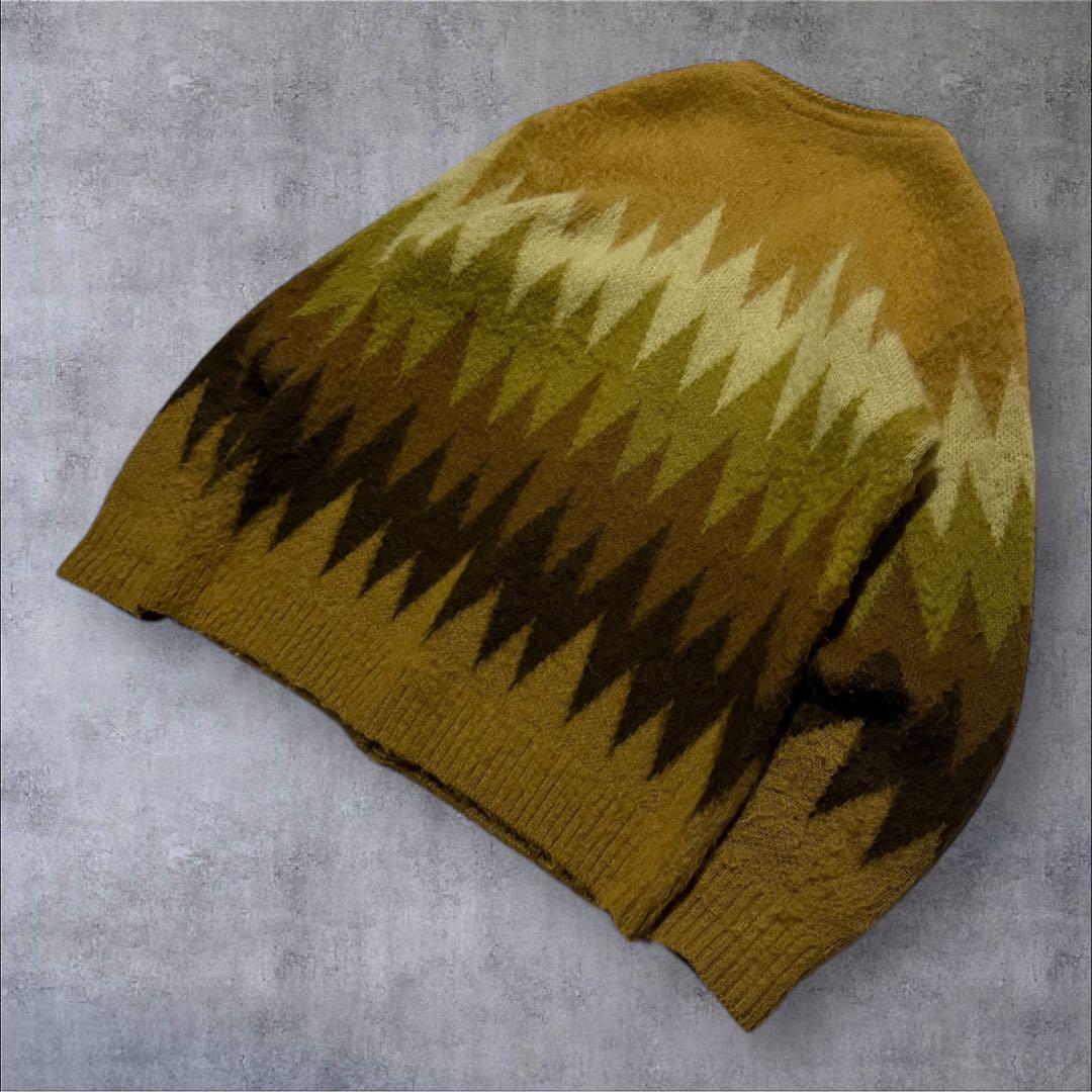 Needles ニードルス モヘア混 カーディガンVネック ジグザグデザイン