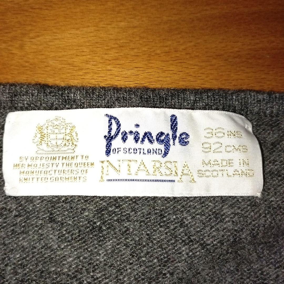 プリングルオブスコットランド　ニット　M　グレー　木馬　ヴィンテージ　80s