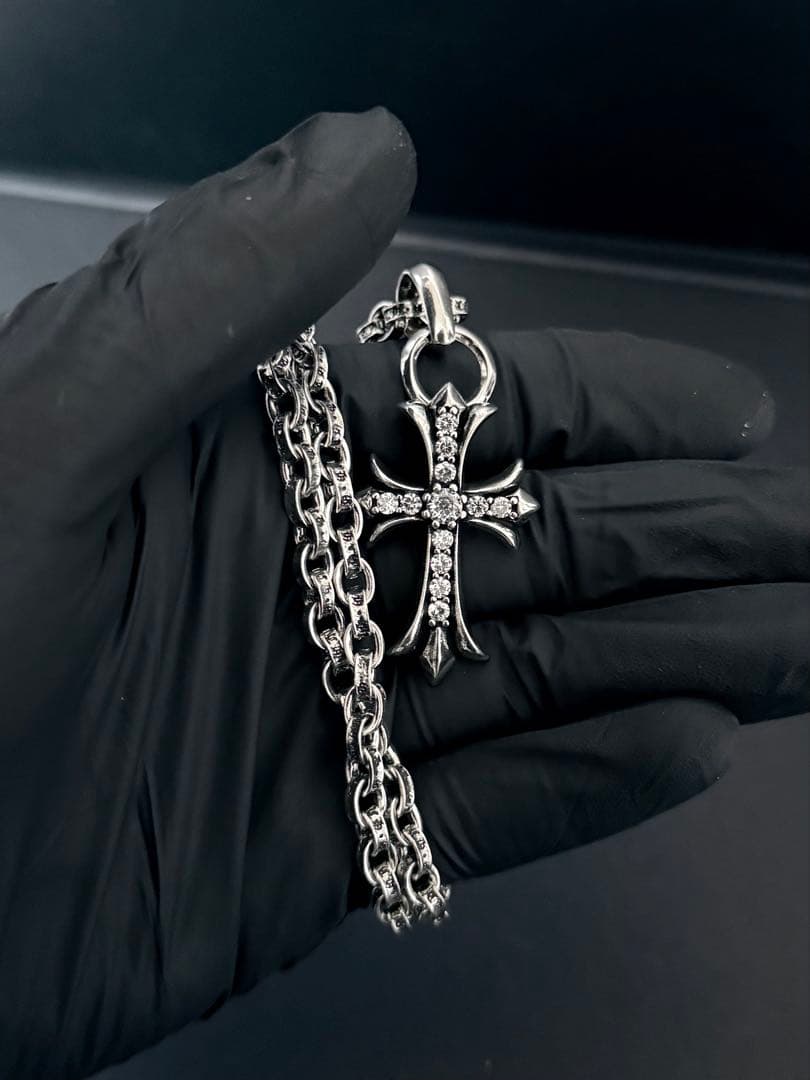 ネックレス ペーパーチェーン タイニー クロス シルバー ジルコニア