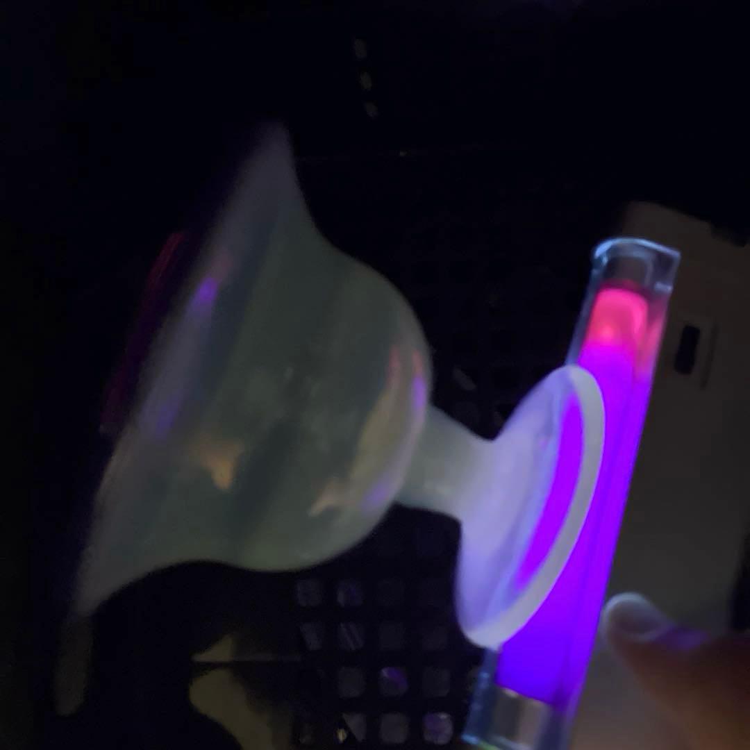 骨董　時代ガラス　希少　ラムネ色乳白色暈し　青色リップ朝顔型　氷コップ　ウラン