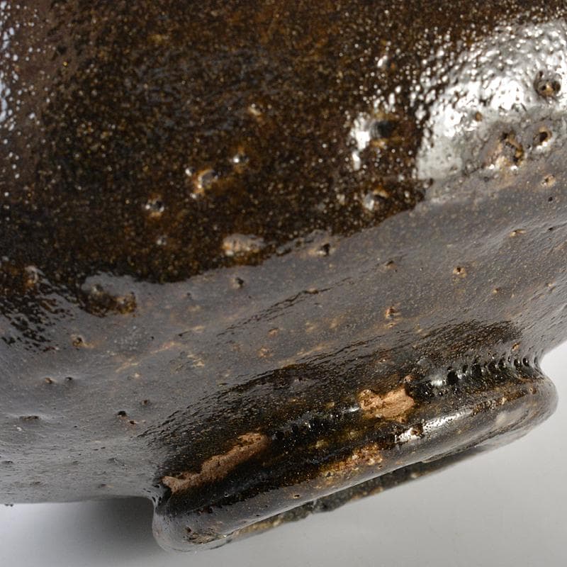 楽吉左衛門　九代了入作　黒楽茶碗　仕覆付　宗左（惺斎）極め箱　M　R7055