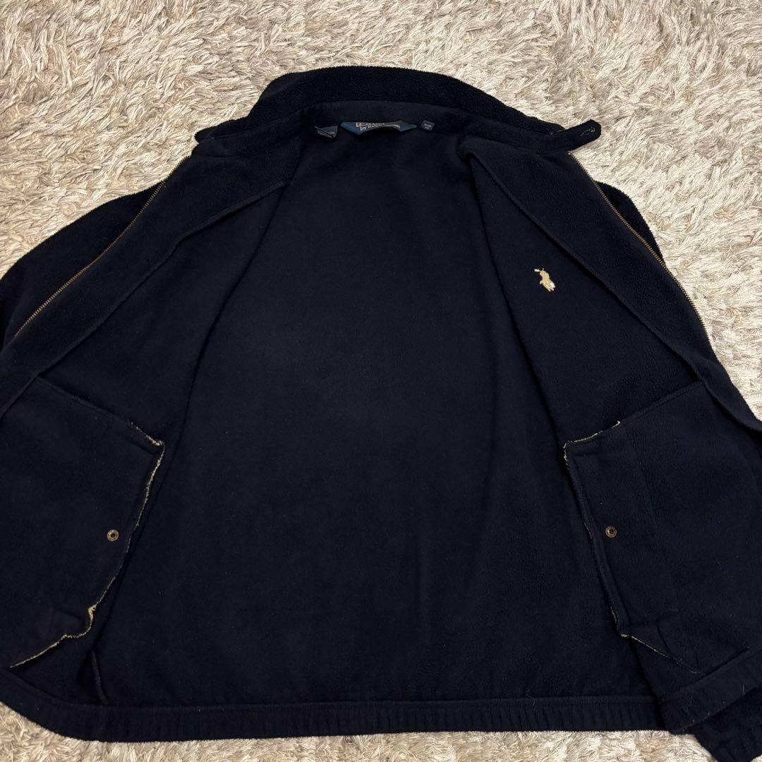 80~90s ラルフローレン 三角タグ フリース スイングトップ ネイビー L