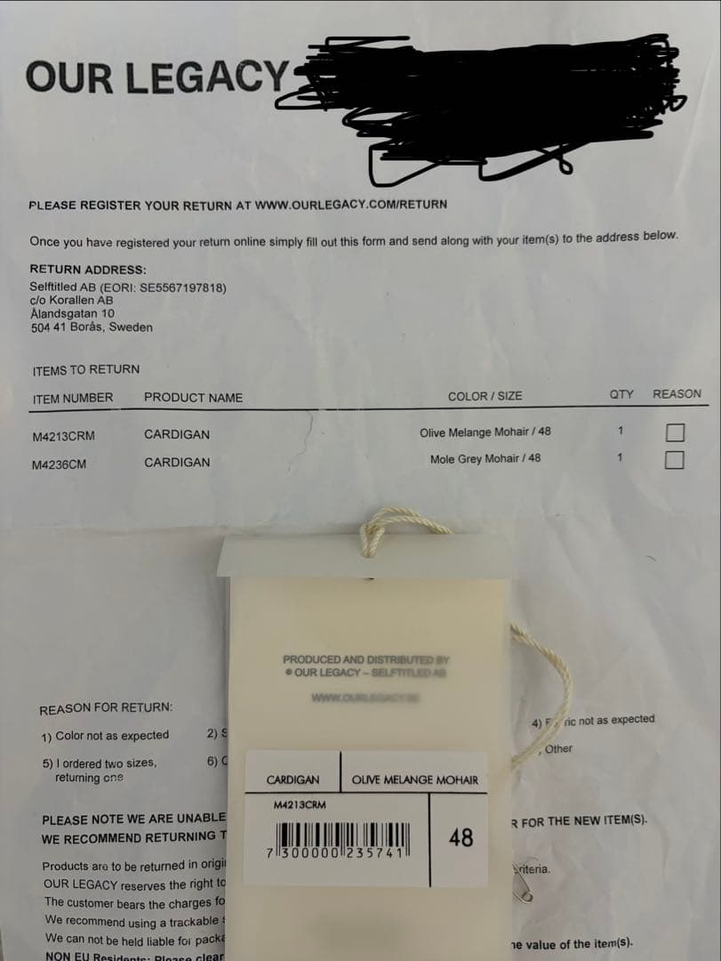 OUR LEGACY モヘアカーディガン 48 ブラウン