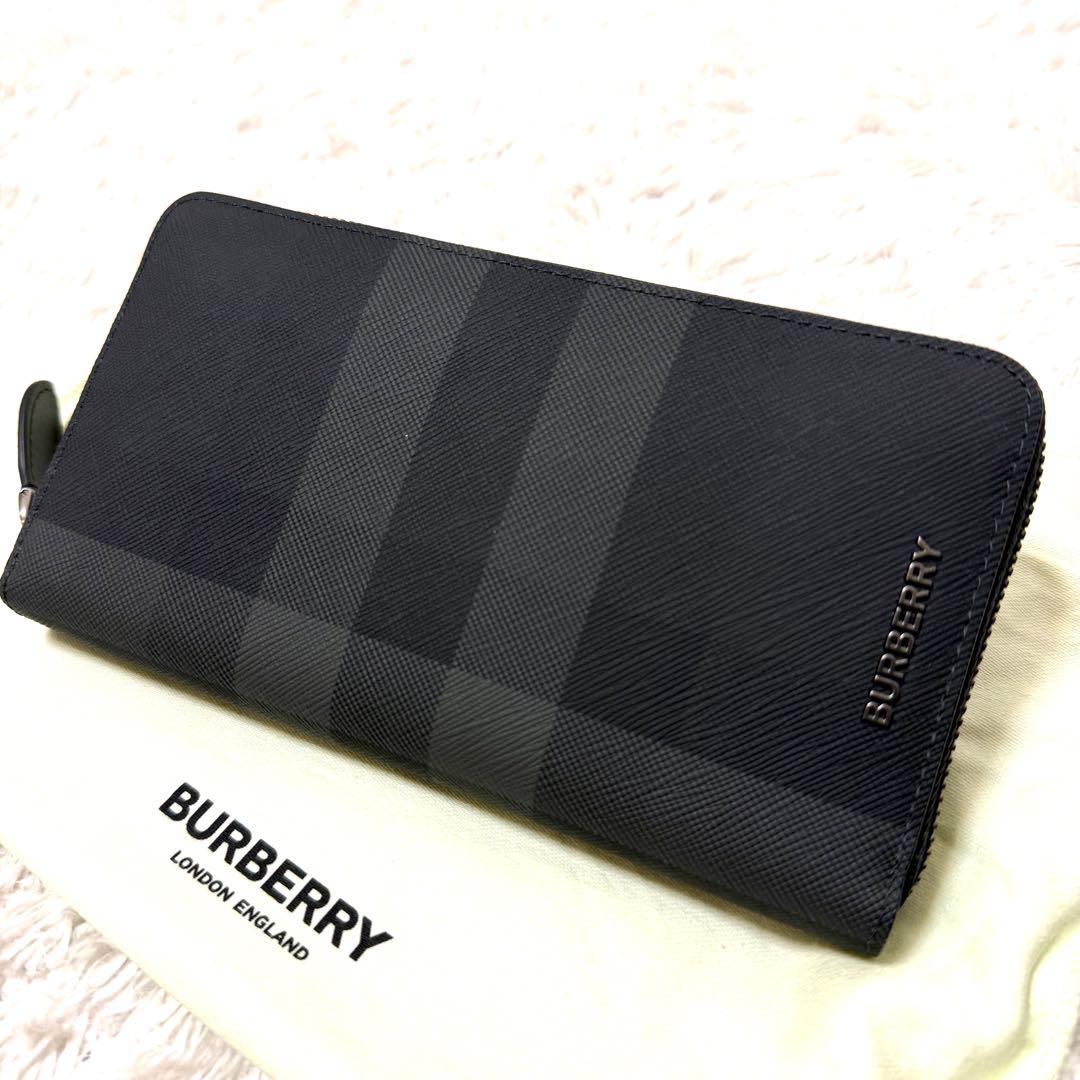 未使用品　バーバリー　ノバチェック　長財布　ラウンドジップ　ブラック