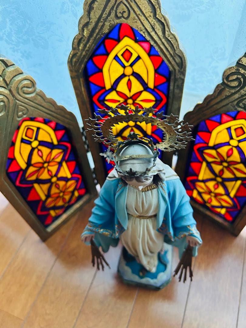 【超超希少極美35cm】 ✞ 無原罪の聖母マリア像　宗教彫刻　アンティーク