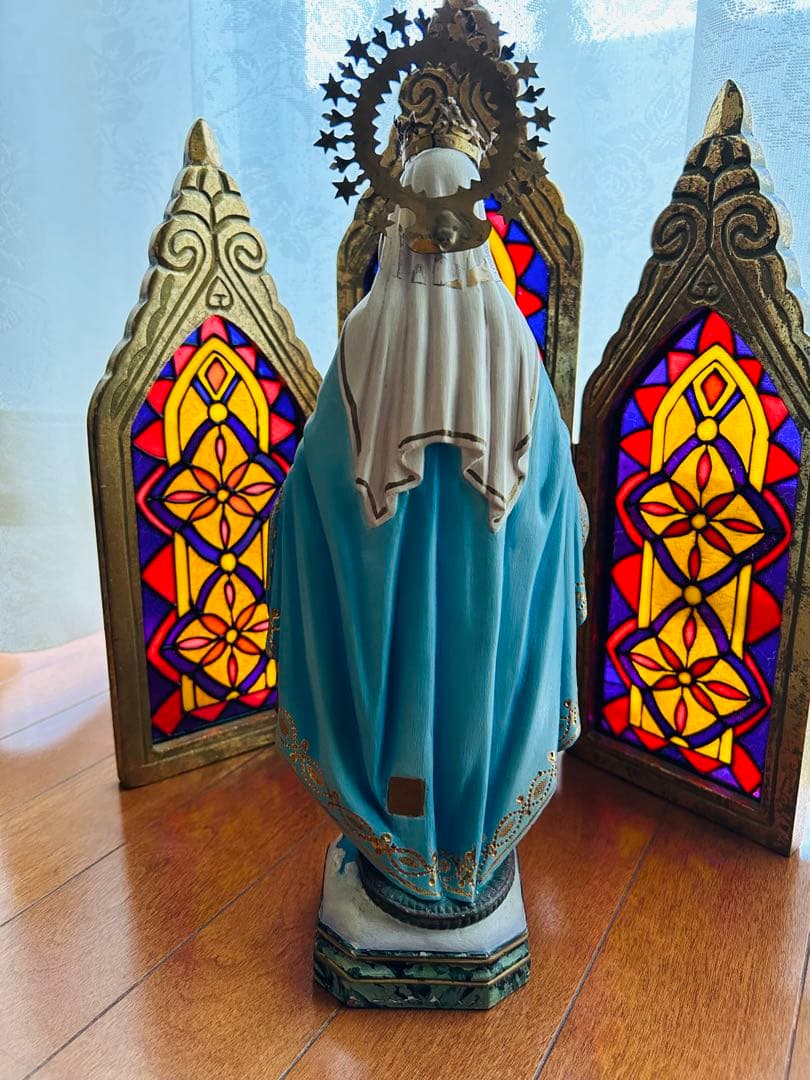 【超超希少極美35cm】 ✞ 無原罪の聖母マリア像　宗教彫刻　アンティーク