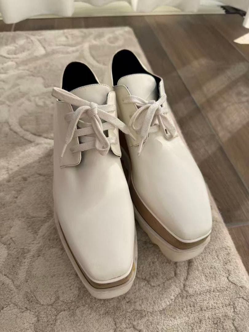 ステラマッカートニー　ホワイトレザー ウェッジソール スニーカー