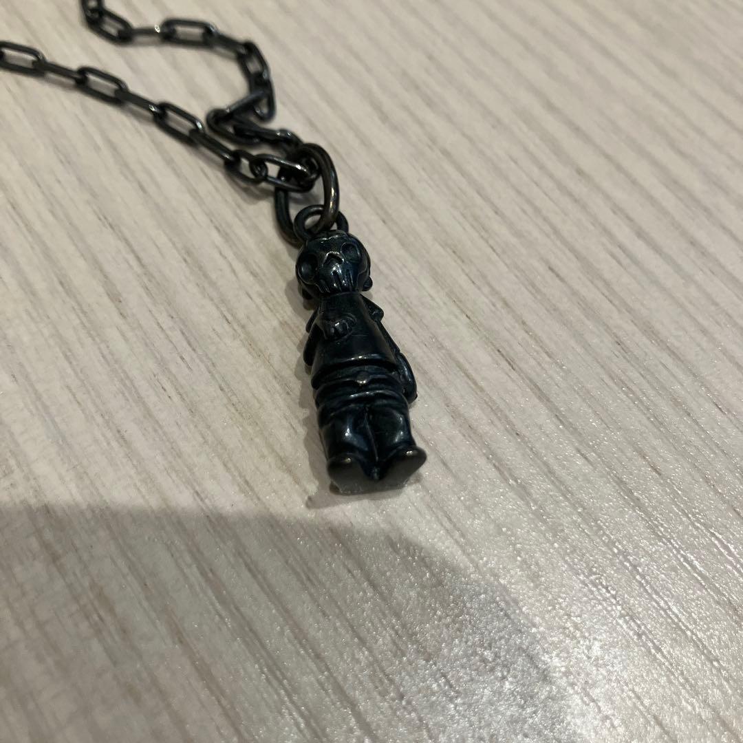 ジャムホームメイド　安全ピンネックレス　ブラック　スカルジャムくん付き