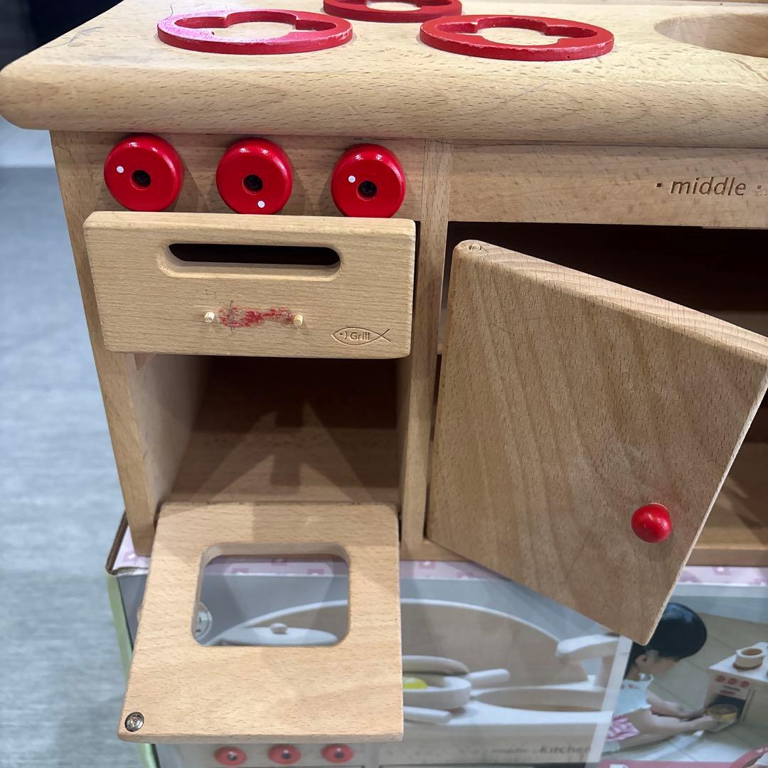 ☆ダイワ　ミドルキッチンセット☆ 木の冷蔵庫　木のおもちゃ　おままごとセット♡