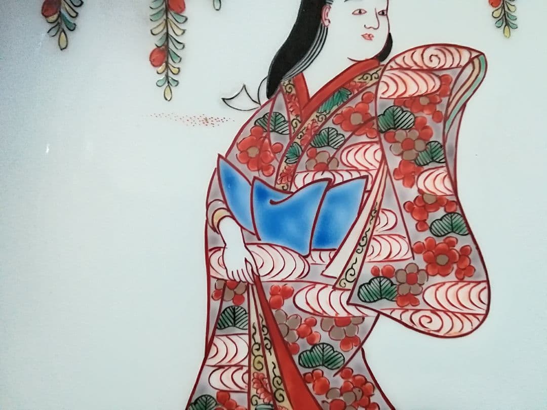 ⭐江戸時代 鍋島藩 御窯絵師 今泉今右衛門の優品 染付色絵磁器 美人図皿 骨董品