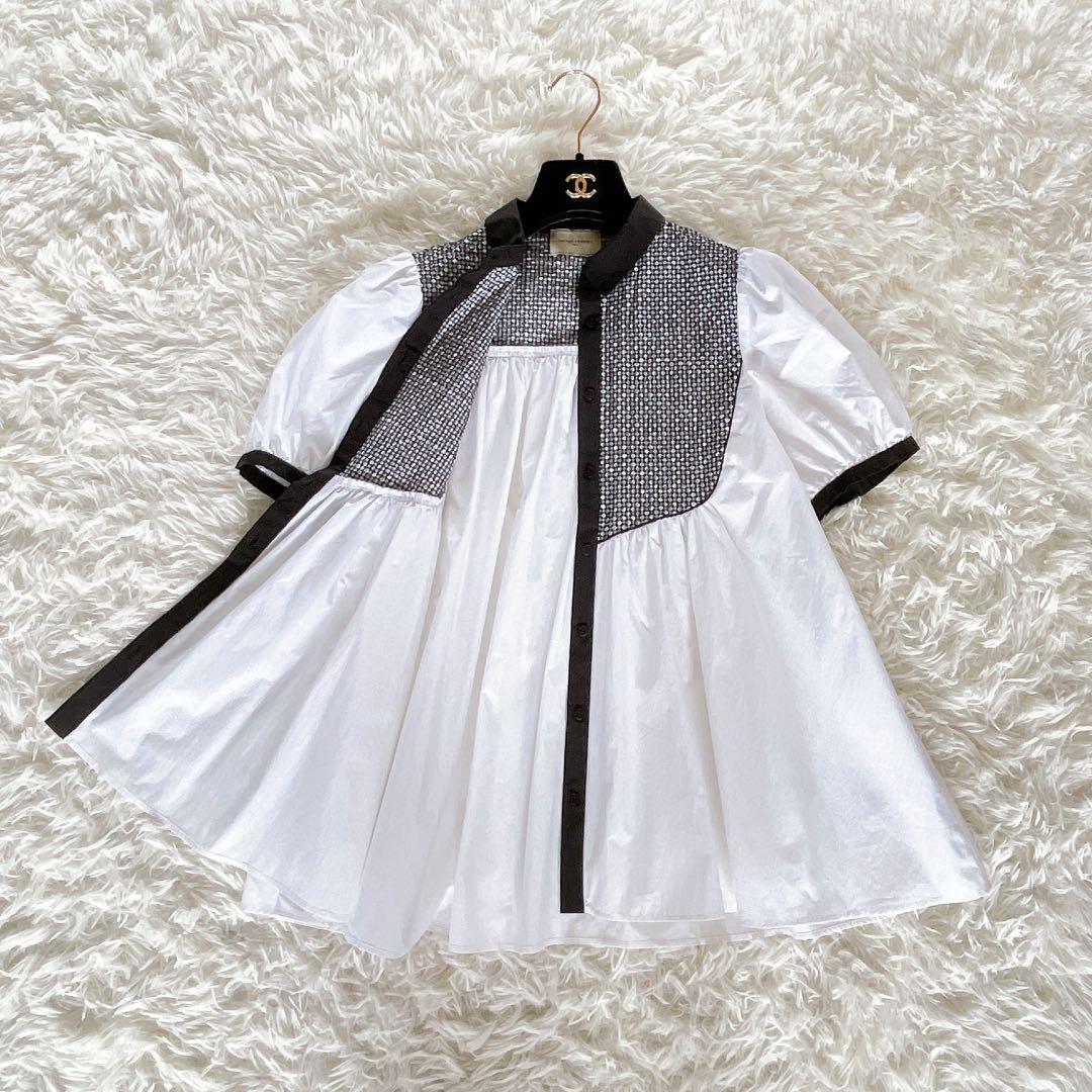 美品✨【ユナイテッドアローズ】エンブロイダリー コンビ ショートスリーブブラウス