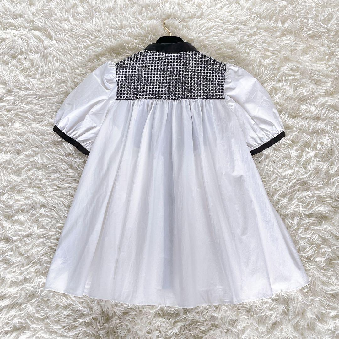 美品✨【ユナイテッドアローズ】エンブロイダリー コンビ ショートスリーブブラウス