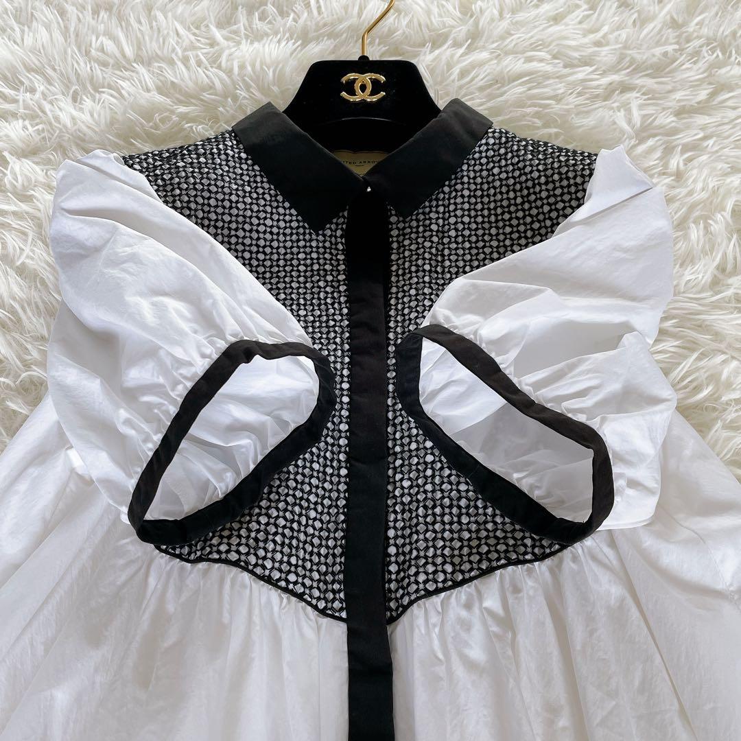 美品✨【ユナイテッドアローズ】エンブロイダリー コンビ ショートスリーブブラウス