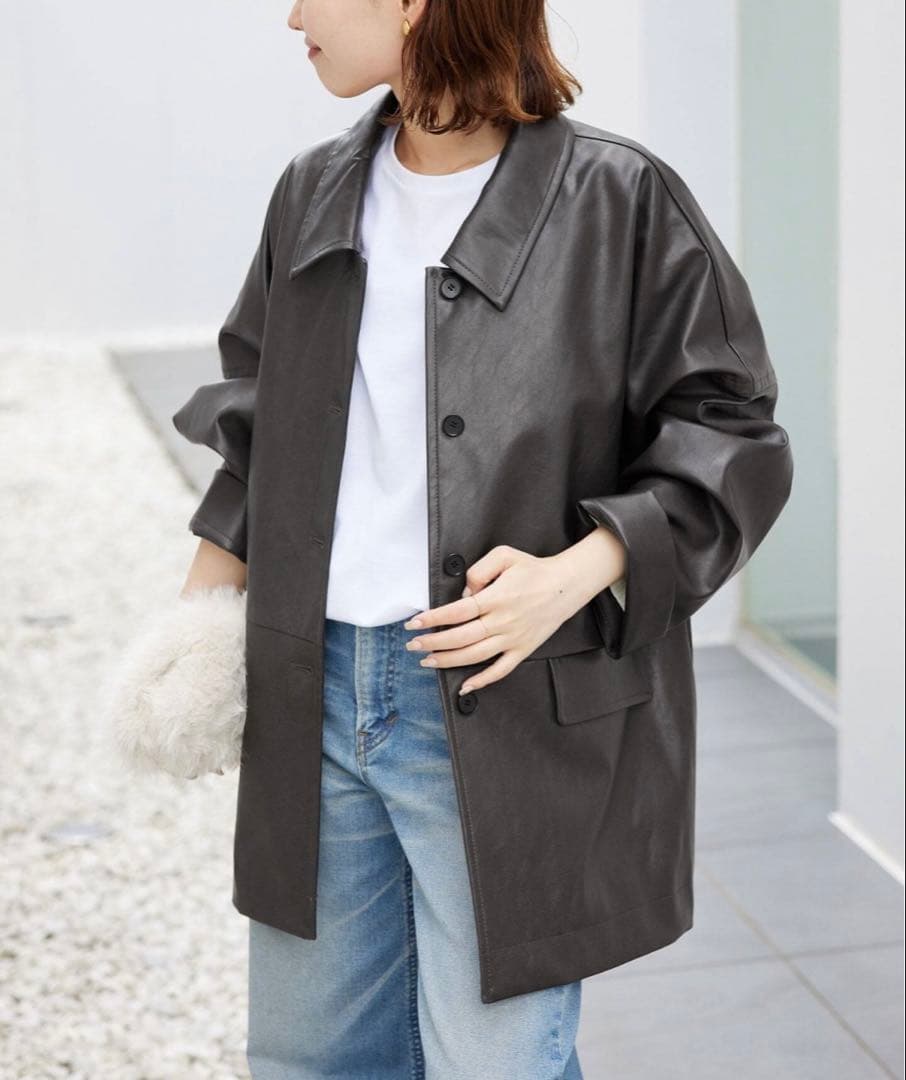 SLOBE IENA Web限定　フェイクレザーブルゾン