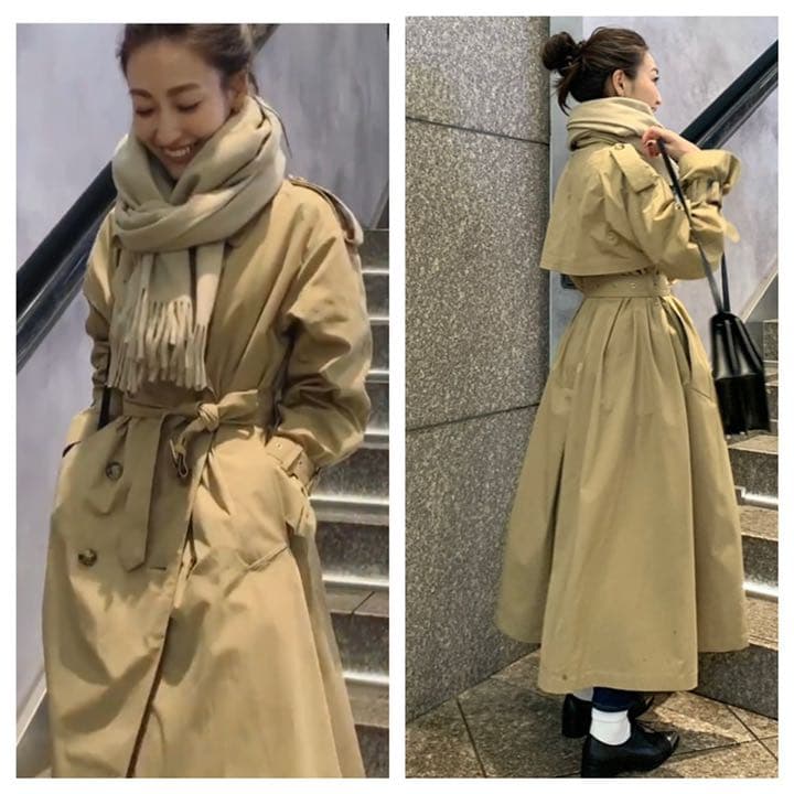 regleam リグリーム ボリュームトレンチコート ベージュ ロング フレア