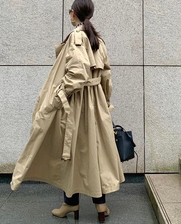 regleam リグリーム ボリュームトレンチコート ベージュ ロング フレア
