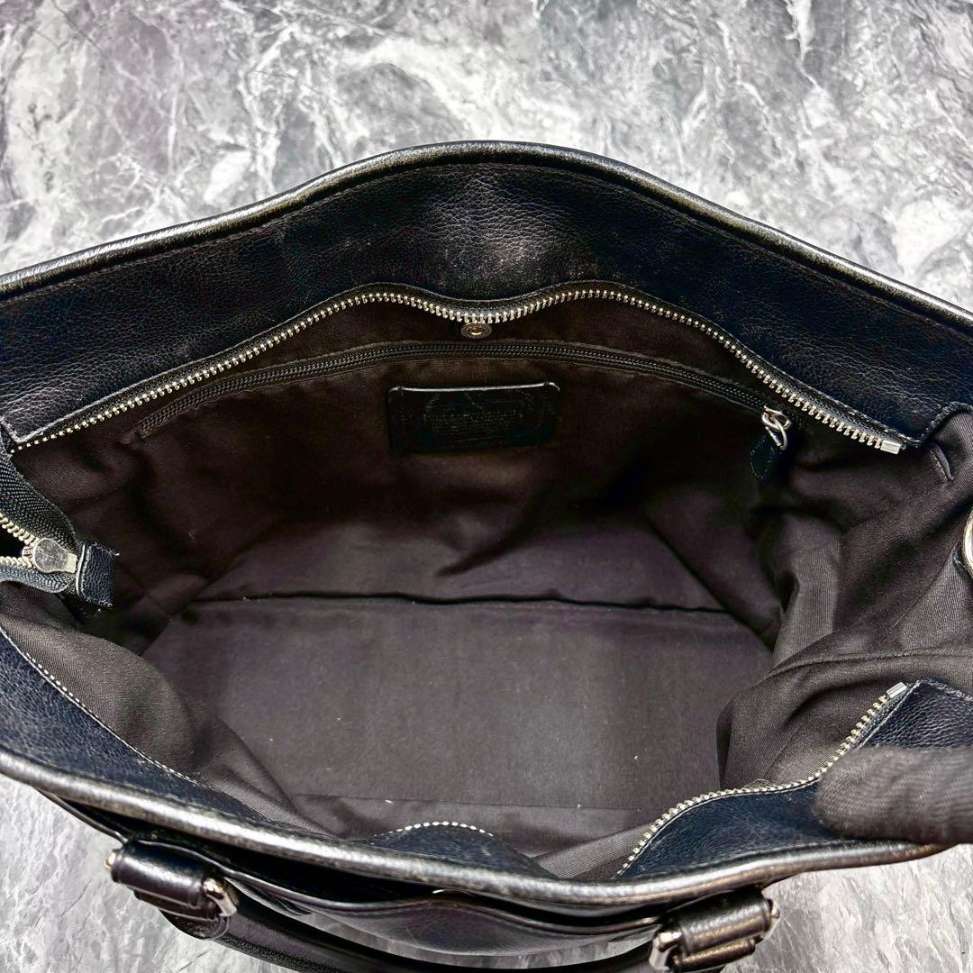 COACH メトロポリタン レザートートバッグ 2way ネイビー×ブラック