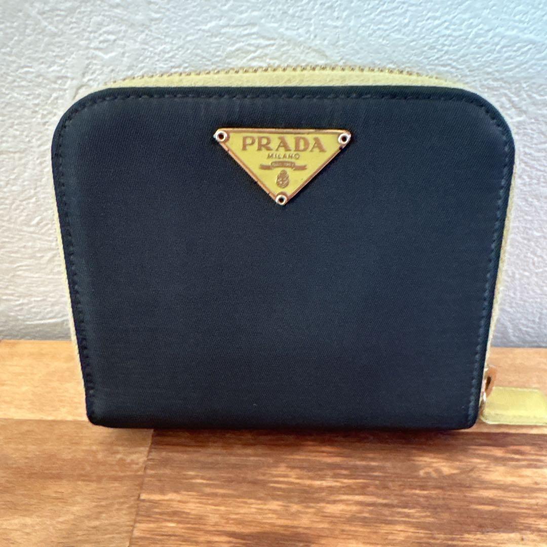 PRADA サフィアーノ　ナイロン　レザー　コンパクトウォレット