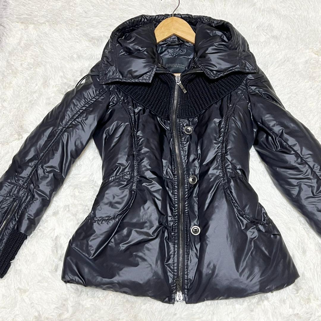 【美品】襟元　ニット　切替　ダウンジャケット ERMANNO SCERVINO