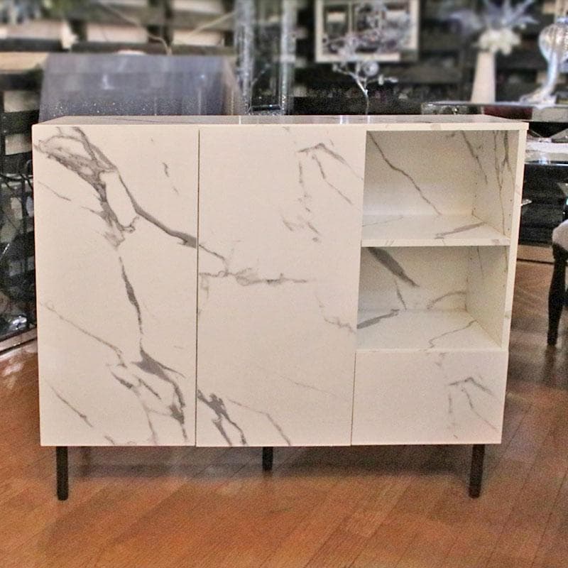 大理石柄 キャビネット マーブルホワイト リビング収納 飾り棚 399-2960