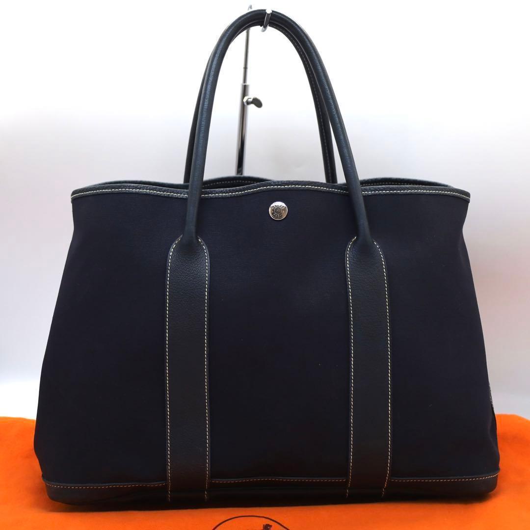 【美品❗✨】エルメス ガーデンパーティーPM トートバッグ ネイビー　紺