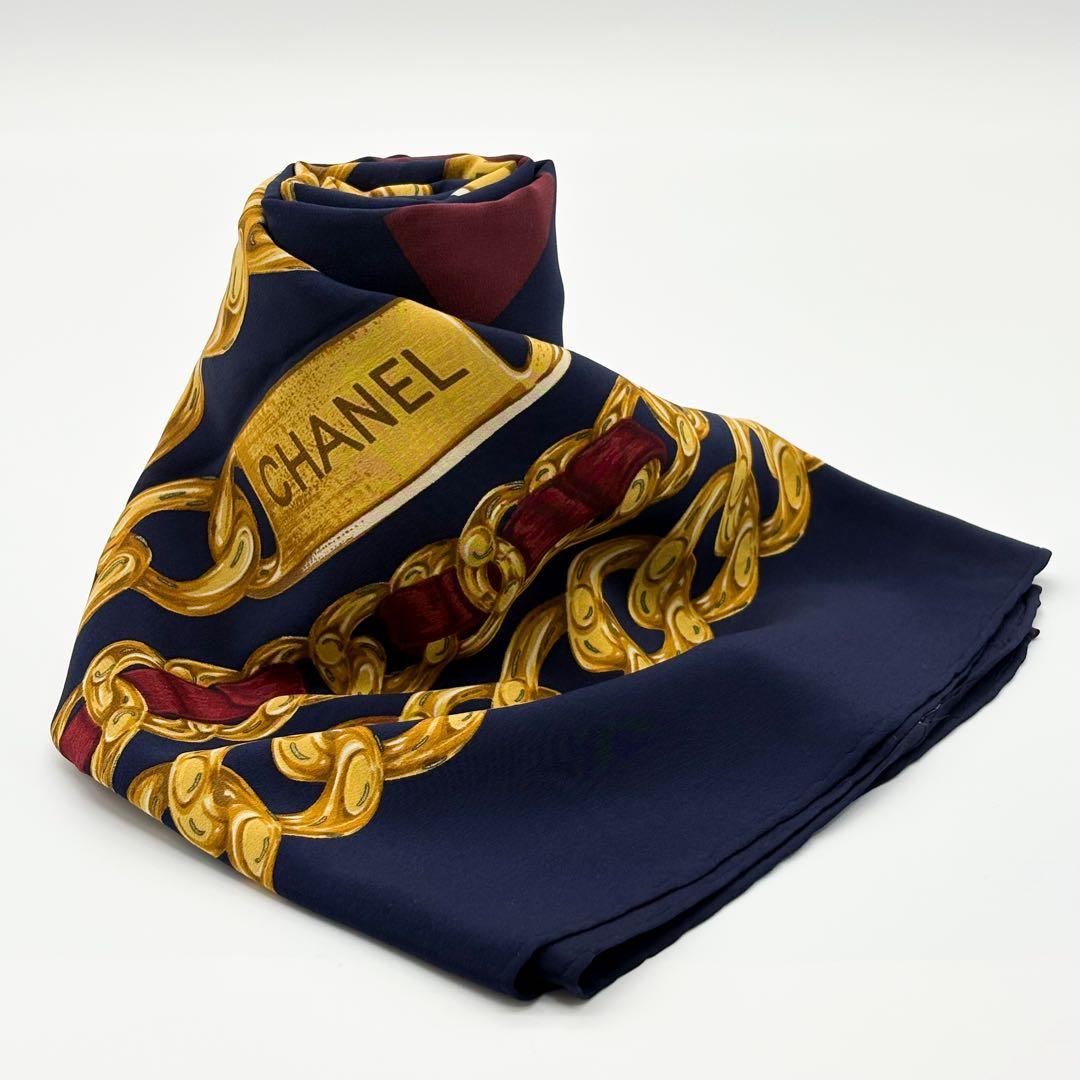 ♡美品♡ CHANEL シャネル スカーフ ココマーク 大判 チェーン柄
