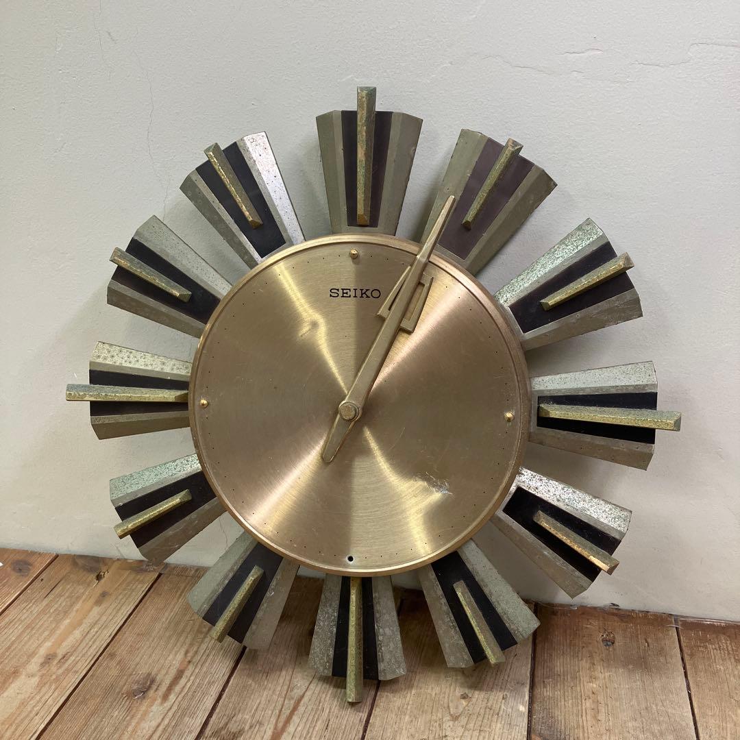 E-3 ジャンク品 ヴィンテージ セイコー サンバーストクロック 掛時計 時計