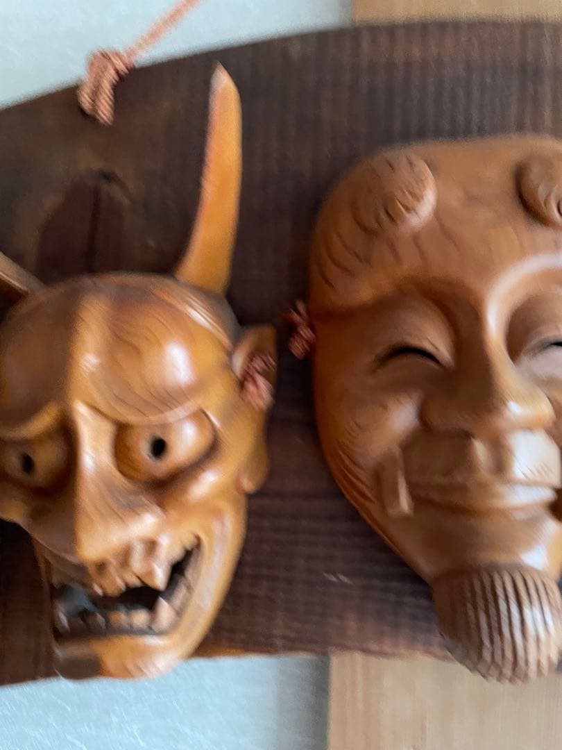 希少　骨董品　国宝　台湾製　歌舞伎　木彫り　お面　壁掛け　50年前