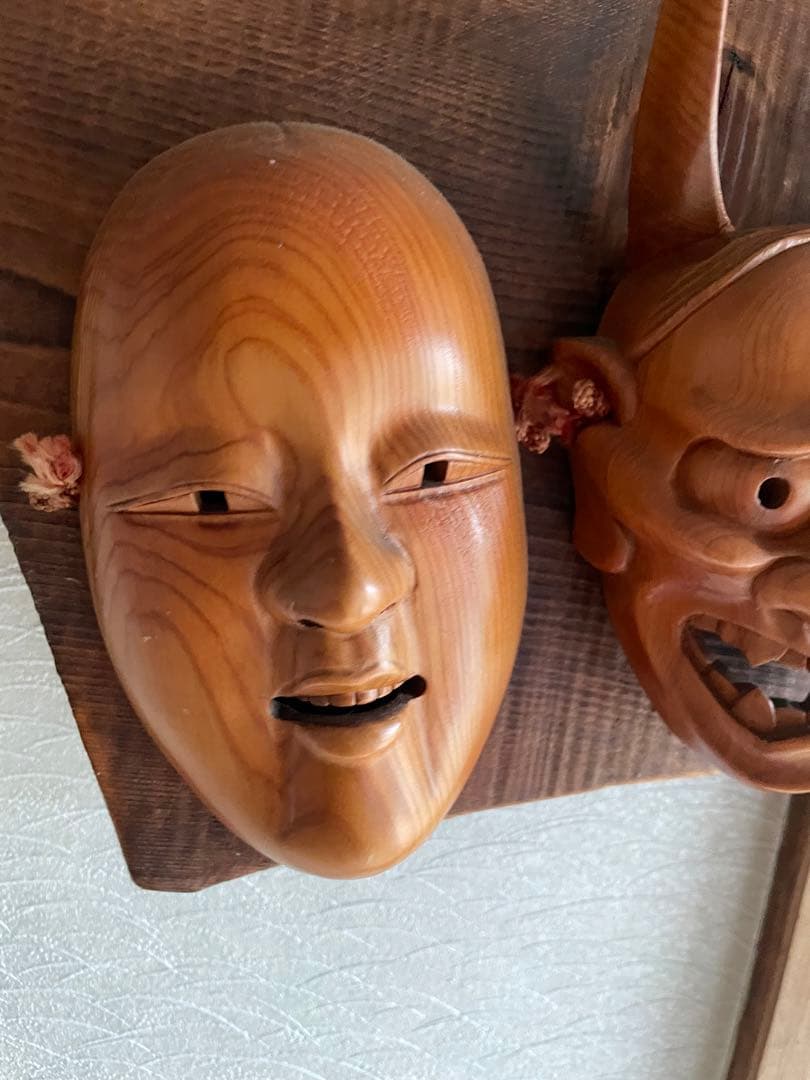 希少　骨董品　国宝　台湾製　歌舞伎　木彫り　お面　壁掛け　50年前