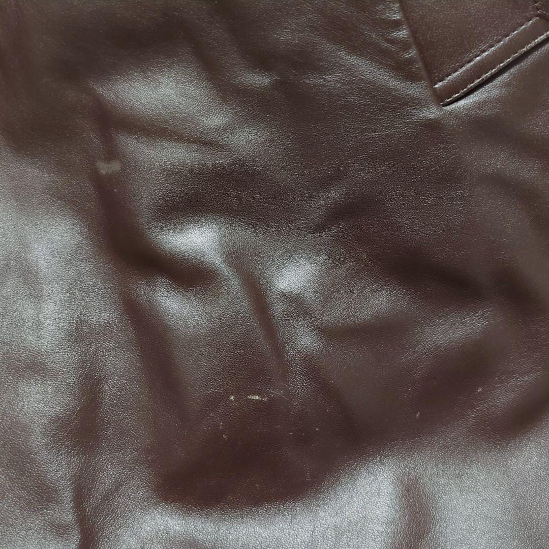 バーバリーブラックレーベル◆ラムレザー ノバチェック トレンチコート 濃茶 M